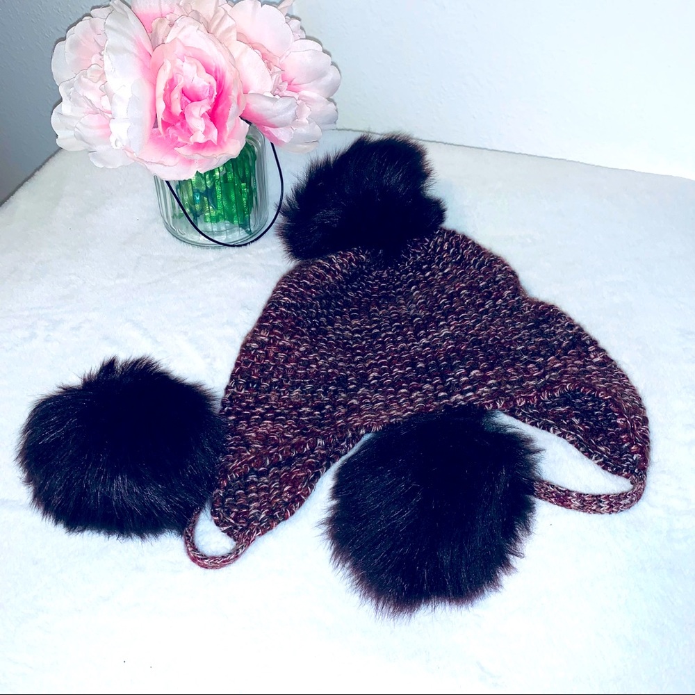 Ugg Maroon Tri Pom Beanie - image 1